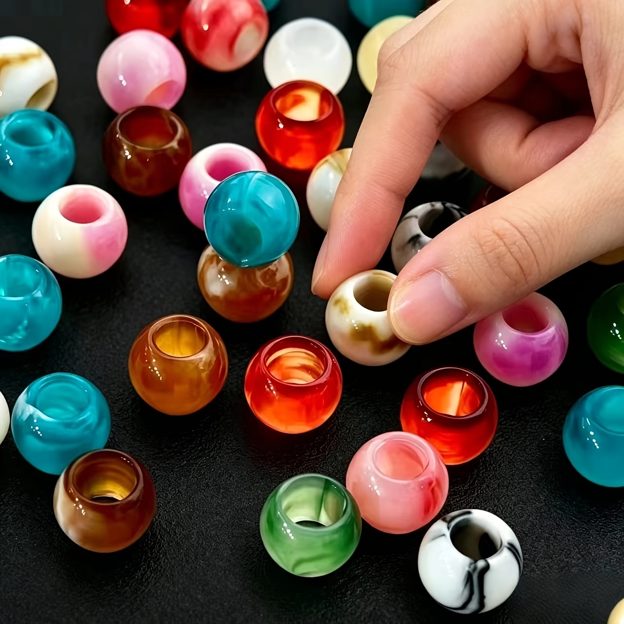 60pcs Acrylic Retro Large Hole Beads for Crafting